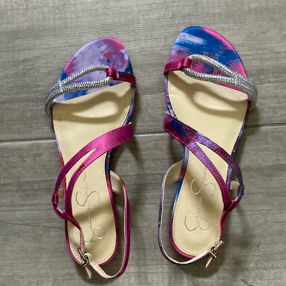 Jessica Simpson Pink and Blue Strappy Sandals